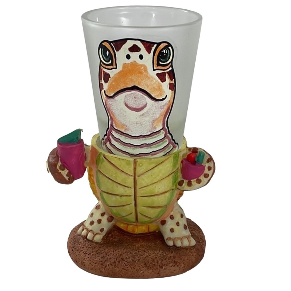 Sea Turtle Shot Glass Turtle holding cocktails